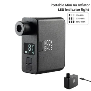 ROCKBROS Bike Electric Air Pump Mini Portable Bicycle Tire Inflator USB-C Charge
